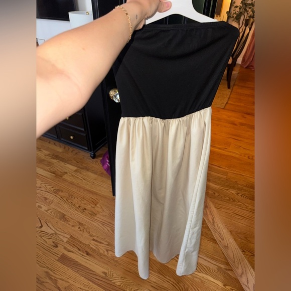 Black and Tan Strapless Maxi Dress​ - Picture 4 of 5